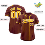 Custom Burgundy Yellow Stripe Fashion Authentic Baseball Jersey