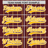 Custom Burgundy Yellow Stripe Fashion Authentic Baseball Jersey