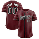 Custom Burgundy White Stripe Fashion Authentic Baseball Jersey