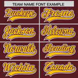 Custom Yellow Burgundy Two Tone Gradient Fashion Authentic Baseball Jersey