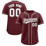 Custom Burgundy Gray Stripe Fashion Authentic Baseball Jersey