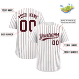 Custom White Burgundy Stripe Fashion Authentic Baseball Jersey