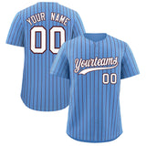 Custom Powder Blue Burgundy Stripe Fashion Authentic Baseball Jersey