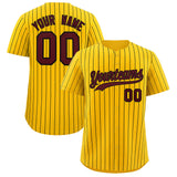 Custom Yellow Black Stripe Fashion Authentic Baseball Jersey