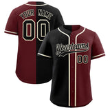 Custom Black Burgundy Two Tone Gradient Fashion Authentic Baseball Jersey