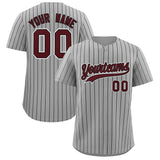 Custom Gray Black Stripe Fashion Authentic Baseball Jersey