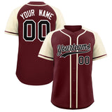 Custom Burgundy Cream Raglan Sleeves Authentic Baseball Jersey