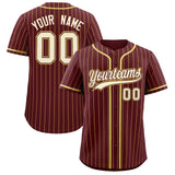 Custom Burgundy Old Gold Stripe Fashion Authentic Baseball Jersey