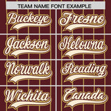 Custom Burgundy Old Gold Stripe Fashion Authentic Baseball Jersey