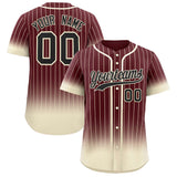 Custom Burgundy Cream Gradient Stripe Fashion Authentic Baseball Jersey
