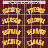 Custom Burgundy Yellow Stripe Fashion Authentic Baseball Jersey