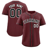 Custom Burgundy White Stripe Fashion Authentic Baseball Jersey