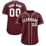 Custom Burgundy Gray Stripe Fashion Authentic Baseball Jersey