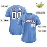 Custom Powder Blue Burgundy Stripe Fashion Authentic Baseball Jersey