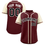 Custom Burgundy Cream Raglan Sleeves Authentic Baseball Jersey