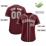 Custom Burgundy Gray Stripe Fashion Authentic Baseball Jersey