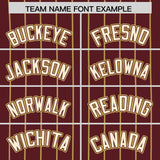 Custom Burgundy Old Gold Stripe Fashion Authentic Baseball Jersey