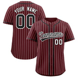 Custom Burgundy White Stripe Fashion Authentic Baseball Jersey
