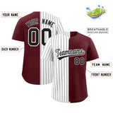 Custom White Burgundy Split Fashion Authentic Baseball Jersey