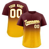 Custom Burgundy Yellow Gradient Fashion Authentic Baseball Jersey