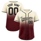 Custom Cream Burgundy Gradient Fashion Authentic Baseball Jersey