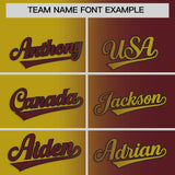 Custom Old Gold Burgundy Two Tone Gradient Fashion Authentic Baseball Jersey