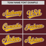 Custom Yellow Burgundy Two Tone Gradient Fashion Authentic Baseball Jersey