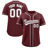 Custom Burgundy Gray Stripe Fashion Authentic Baseball Jersey