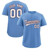 Custom Powder Blue Burgundy Stripe Fashion Authentic Baseball Jersey