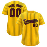 Custom Yellow Black Stripe Fashion Authentic Baseball Jersey