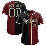 Custom Black Burgundy Two Tone Gradient Fashion Authentic Baseball Jersey