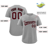 Custom Gray Black Stripe Fashion Authentic Baseball Jersey