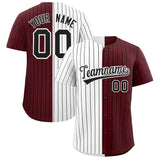 Custom White Burgundy Two Tone Striped Fashion Authentic Baseball Jersey