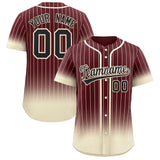 Custom Burgundy Cream Gradient Stripe Fashion Authentic Baseball Jersey