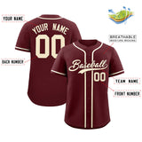 Custom Burgundy Classic Style Authentic Baseball Jersey