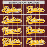 Custom Burgundy Yellow Stripe Fashion Authentic Baseball Jersey
