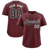 Custom Burgundy White Stripe Fashion Authentic Baseball Jersey