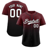 Custom Burgundy Black Gradient Fashion Authentic Baseball Jersey