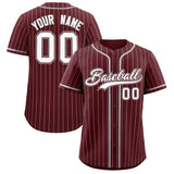 Custom Burgundy Gray Stripe Fashion Authentic Baseball Jersey