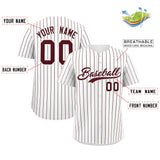 Custom White Burgundy Stripe Fashion Authentic Baseball Jersey