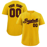 Custom Yellow Black Stripe Fashion Authentic Baseball Jersey