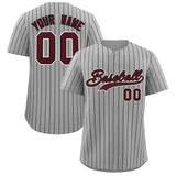 Custom Gray Black Stripe Fashion Authentic Baseball Jersey