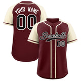 Custom Burgundy Cream Raglan Sleeves Authentic Baseball Jersey