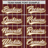 Custom Burgundy Old Gold Stripe Fashion Authentic Baseball Jersey