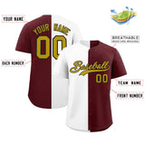 Custom White Burgundy Two Tone Striped Fashion Authentic Baseball Jersey