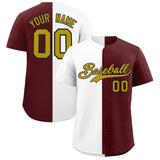 Custom White Burgundy Two Tone Striped Fashion Authentic Baseball Jersey