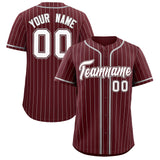 Custom Burgundy Gray Stripe Fashion Authentic Baseball Jersey