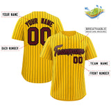 Custom Yellow Black Stripe Fashion Authentic Baseball Jersey