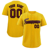 Custom Yellow Black Stripe Fashion Authentic Baseball Jersey