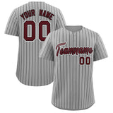 Custom Gray Black Stripe Fashion Authentic Baseball Jersey